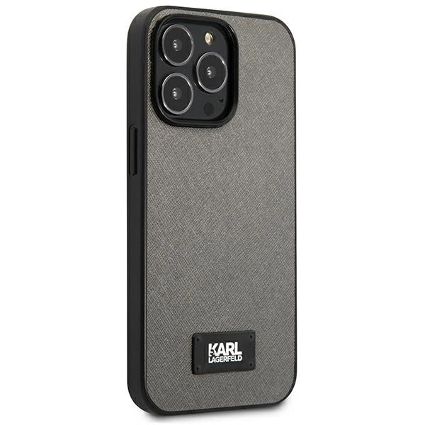 Karl Lagerfeld Saffiano Plaque Case for iPhone 13 Pro Max 6.7" - Silvereng