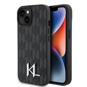 Karl Lagerfeld KLHCP15SPKLPKLK iPhone 15 / 14 / 13 6.1" black/black hardcase Leather Monogram Hot Stamp Metal Logoeng