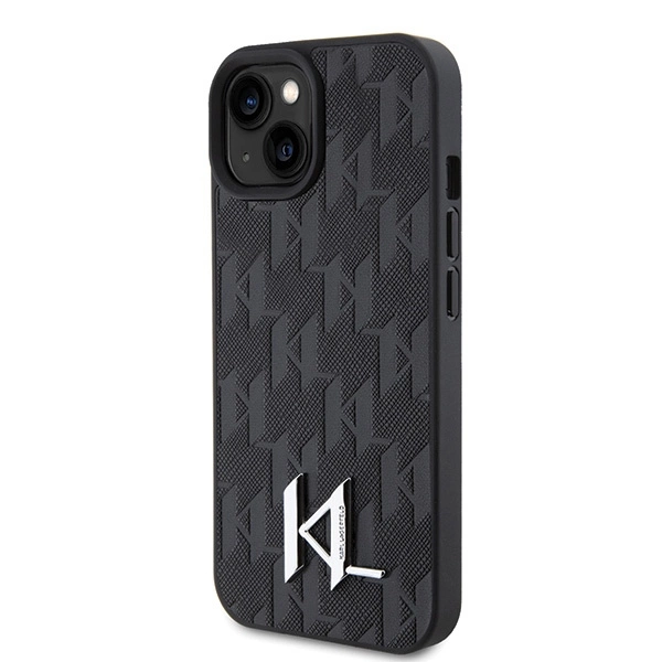 Karl Lagerfeld KLHCP15SPKLPKLK iPhone 15 / 14 / 13 6.1" black/black hardcase Leather Monogram Hot Stamp Metal Logoeng