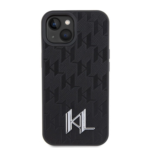 Karl Lagerfeld KLHCP15SPKLPKLK iPhone 15 / 14 / 13 6.1" black/black hardcase Leather Monogram Hot Stamp Metal Logoeng