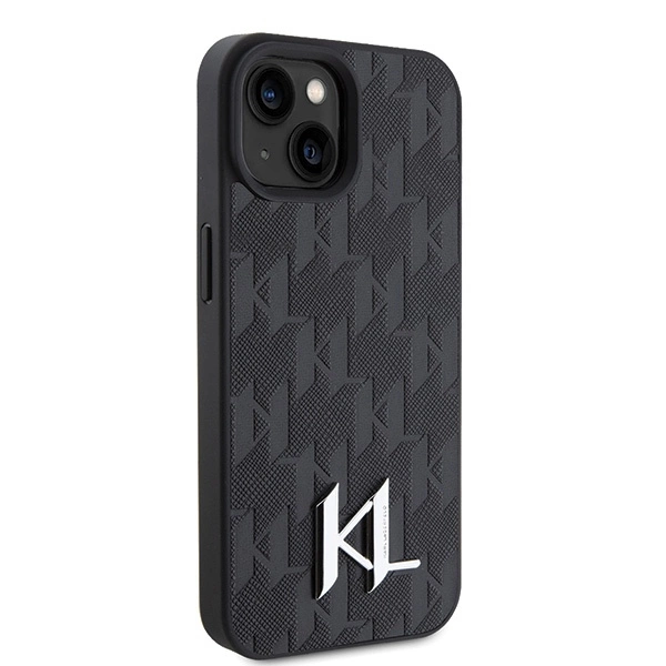 Karl Lagerfeld KLHCP15SPKLPKLK iPhone 15 / 14 / 13 6.1" black/black hardcase Leather Monogram Hot Stamp Metal Logoeng