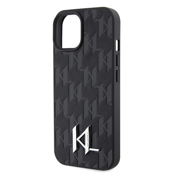 Karl Lagerfeld KLHCP15SPKLPKLK iPhone 15 / 14 / 13 6.1" black/black hardcase Leather Monogram Hot Stamp Metal Logoeng