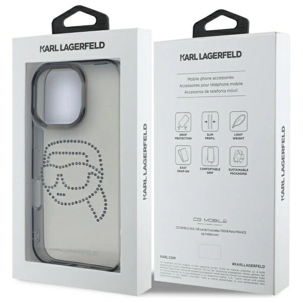 Karl Lagerfeld KLHCP16XHKHDCELK iPhone 16 Pro Max 6.9" black/black hardcase IML Rhinestones Karl Headeng