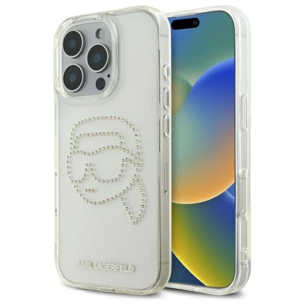 Karl Lagerfeld KLHCP16XHKHDCELT iPhone 16 Pro Max 6.9" transparent hardcase IML Rhinestones Karl Headeng