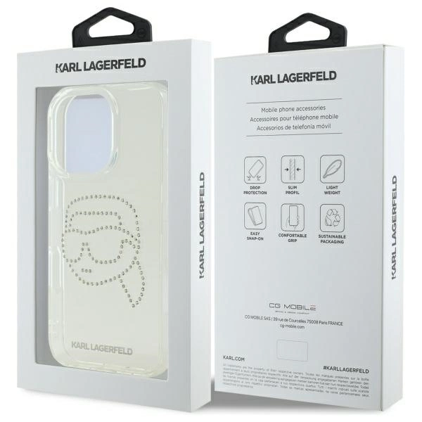 Karl Lagerfeld KLHCP16XHKHDCELT iPhone 16 Pro Max 6.9" transparent hardcase IML Rhinestones Karl Headeng