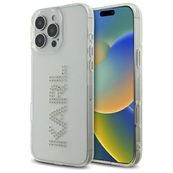 Karl Lagerfeld KLHCP16XHKLSTDCT iPhone 16 Pro Max 6.9" Clear Hard Case IML Rhinestones Logoeng