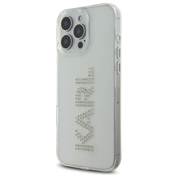 Karl Lagerfeld KLHCP16XHKLSTDCT iPhone 16 Pro Max 6.9" Clear Hard Case IML Rhinestones Logoeng
