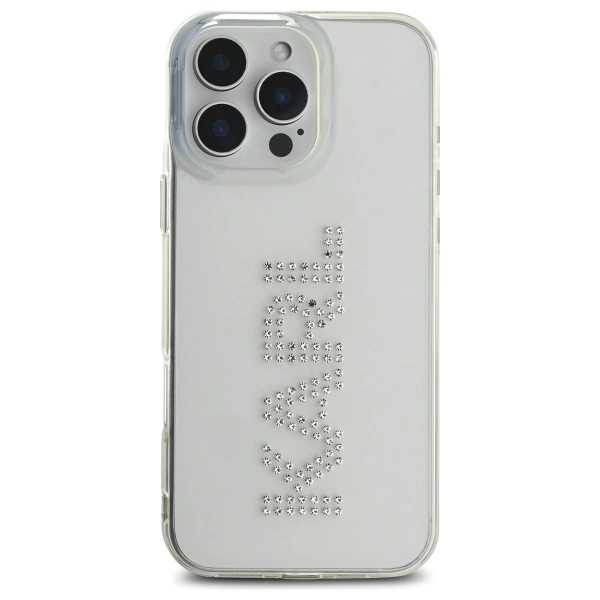 Karl Lagerfeld KLHCP16XHKLSTDCT iPhone 16 Pro Max 6.9" Clear Hard Case IML Rhinestones Logoeng