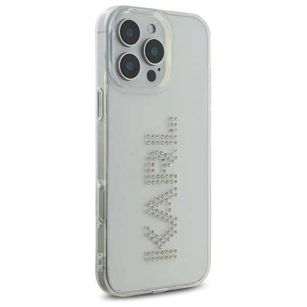 Karl Lagerfeld KLHCP16XHKLSTDCT iPhone 16 Pro Max 6.9" Clear Hard Case IML Rhinestones Logoeng