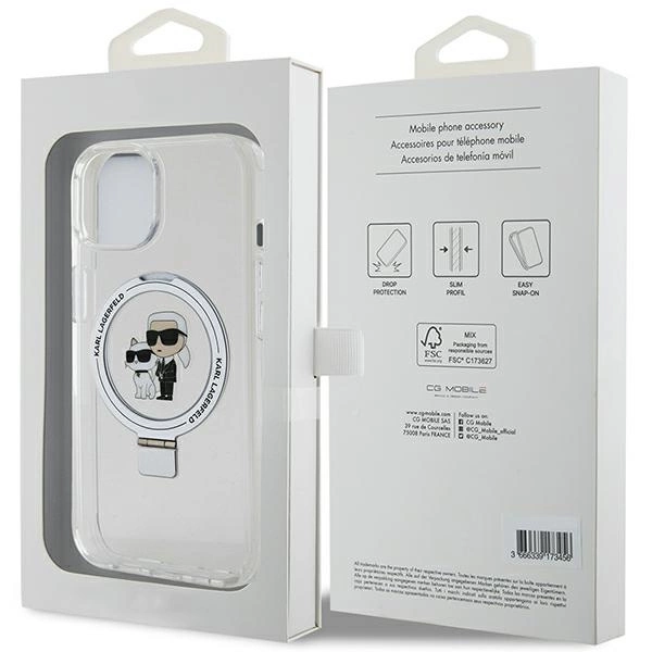 Karl Lagerfeld KLHMP15MHMRSKCH iPhone 15 Plus / 14 Plus 6.7" white/white hardcase Ring Stand Karl&Choupette MagSafeeng