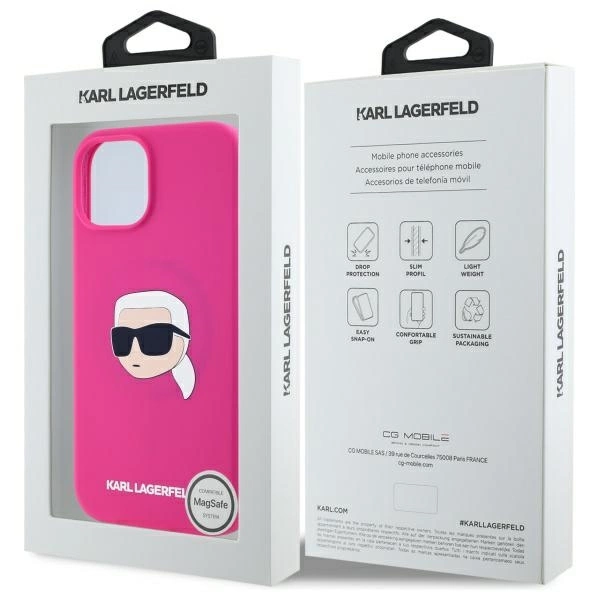 Karl Lagerfeld KLHMP15SSKHPPLF iPhone 15 6.1" fuchsia/fuschia hardcase Silicone Karl Head Print MagSafeeng