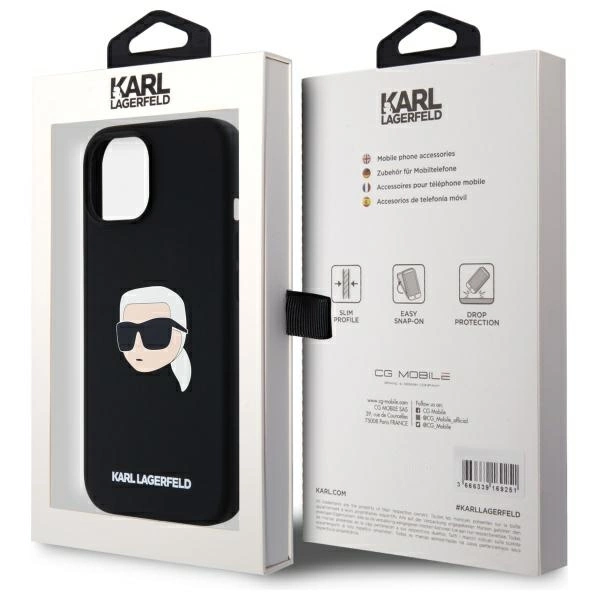 Karl Lagerfeld KLHMP15SSKHPPLK iPhone 15 6.1" black/black hardcase Silicone Karl Head Print MagSafeeng