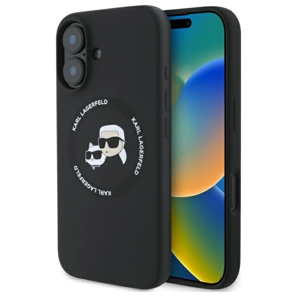 Karl Lagerfeld KLHMP16SSKCHTCK iPhone 16 6.1" black/black hardcase Silicone Karl&Choupette Heads MagSafeeng