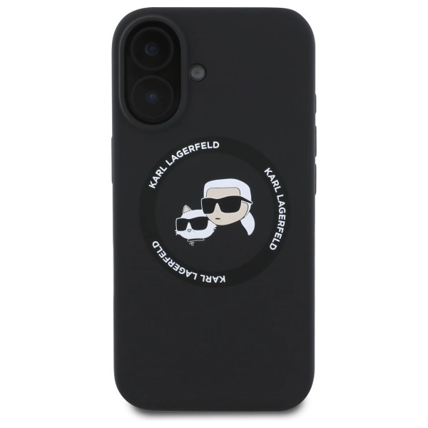Karl Lagerfeld KLHMP16SSKCHTCK iPhone 16 6.1" black/black hardcase Silicone Karl&Choupette Heads MagSafeeng