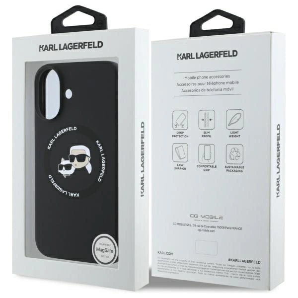 Karl Lagerfeld KLHMP16SSKCHTCK iPhone 16 6.1" black/black hardcase Silicone Karl&Choupette Heads MagSafeeng