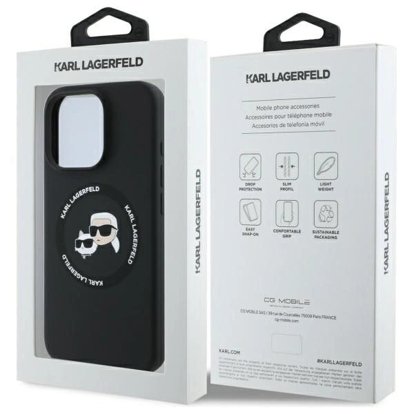 Karl Lagerfeld KLHMP16XSKCHTCK iPhone 16 Pro Max 6.9" black/black hardcase Silicone Karl&Choupette Heads MagSafeeng