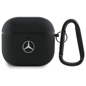 Mercedes MEA4CSLBK AirPods 4 cover black/black Leather Metal Logoeng