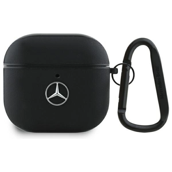 Mercedes MEA4CSLBK AirPods 4 cover black/black Leather Metal Logoeng