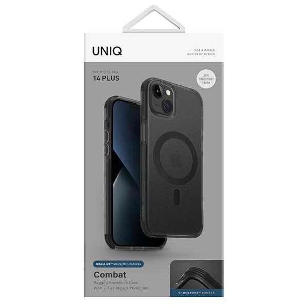 Uniq Combat case iPhone 14 Plus / 15 Plus 6.7" Magclick Charging black/concrete charcoaleng
