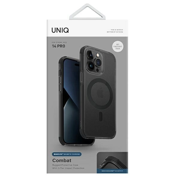 Uniq Combat iPhone 14 Pro 6.1" case Magclick Charging black/concrete charcoaleng