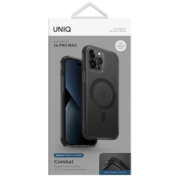 Uniq Combat iPhone 14 Pro Max 6.7" case Magclick Charging black/concrete charcoaleng