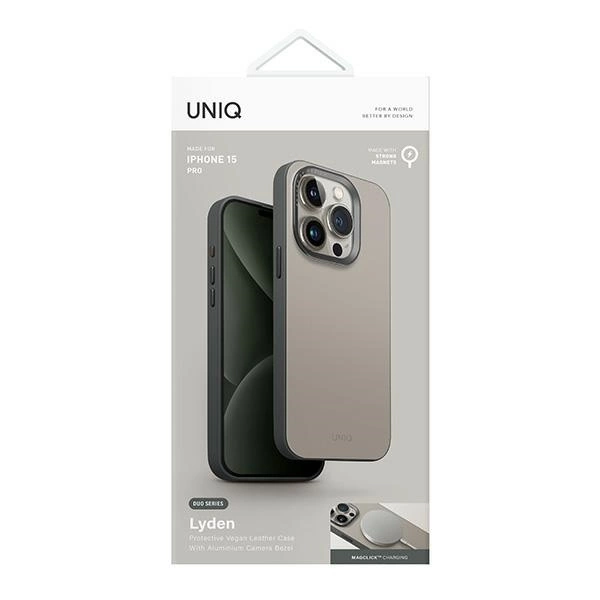 Uniq Lyden DS iPhone 15 Pro 6.1" Magclick Charging case beige-green/ivory-lichen greeneng