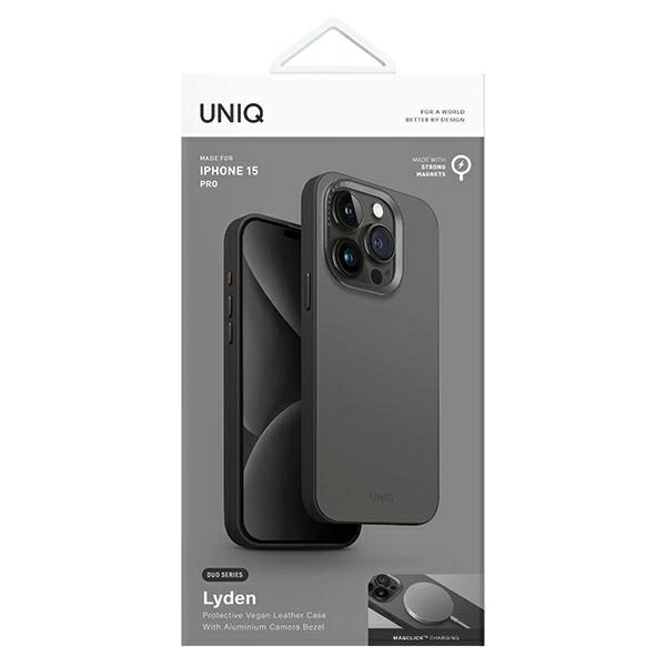 Uniq Lyden DS iPhone 15 Pro 6.1" Magclick Charging case grey-black/charcoal grey-blackeng