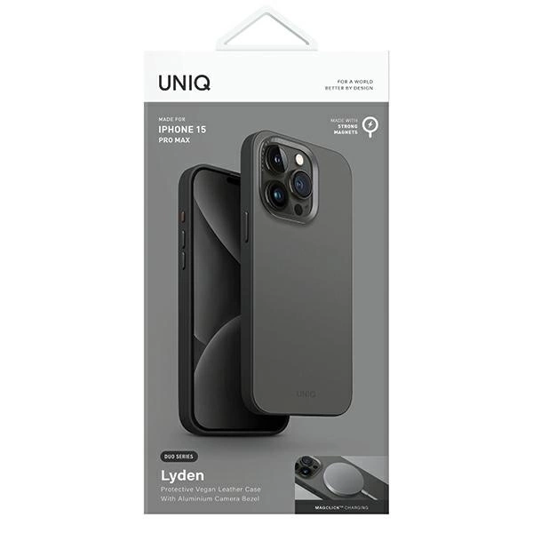 Uniq Lyden DS iPhone 15 Pro Max 6.7" Magclick Charging case grey-black/charcoal grey-blackeng