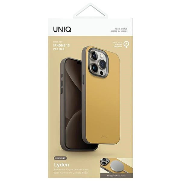 Uniq Lyden DS iPhone 15 Pro Max 6.7" Magclick Charging case yellow-gray/canary yellow-flint grayeng