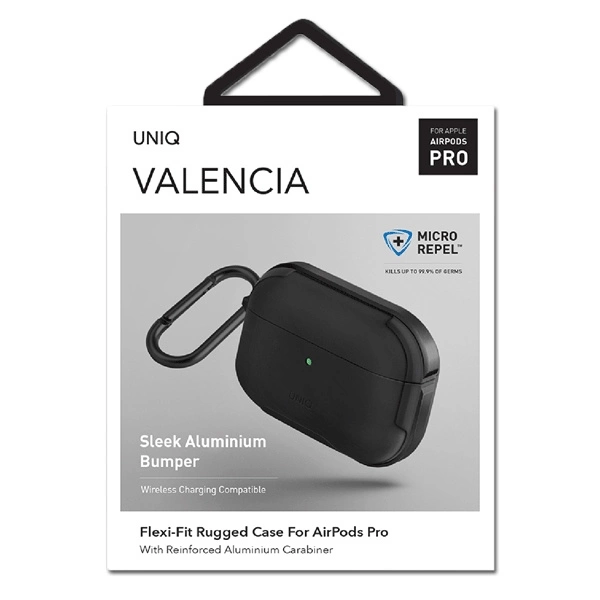 Uniq Valencia AirPods Pro Case Black/Midnight Black Antimicrobialeng