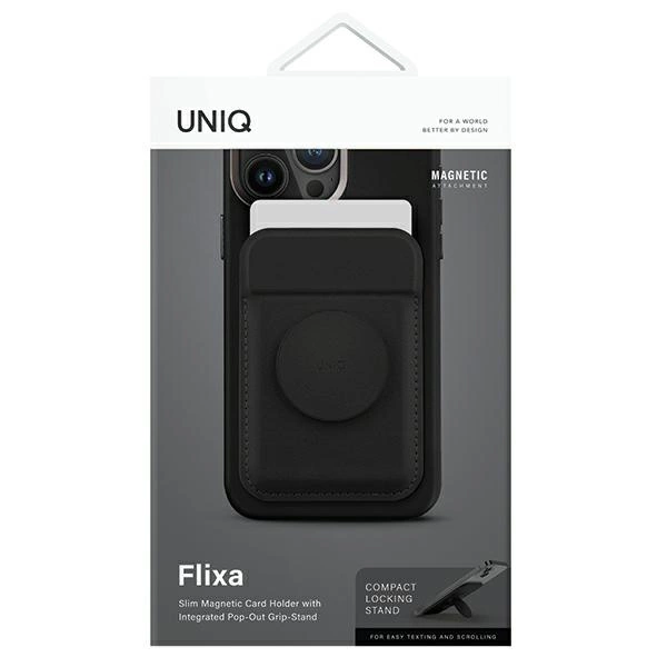 Uniq Flixa Magnetic Card Wallet with Stand Black/Jet Black MagSafeeng