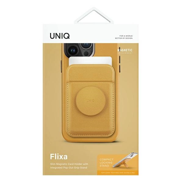 Uniq Flixa Magnetic Card Wallet with Stand Yellow/Canary Yellow MagSafeeng