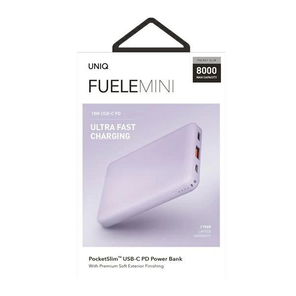 Powerbank Uniq Fuele mini 8000mAh USB-C 18W PD Fast charge - lavendereng