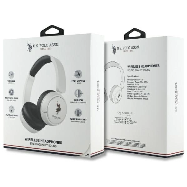 US Polo Bluetooth Headphones USHPV6PUNH White DH Color Logoeng