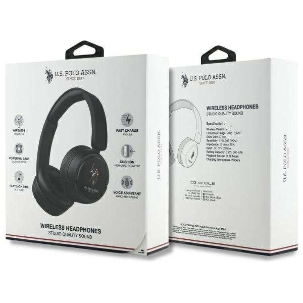 US Polo Bluetooth Headphones USHPV6PUNK Black/Black DH Color Logoeng