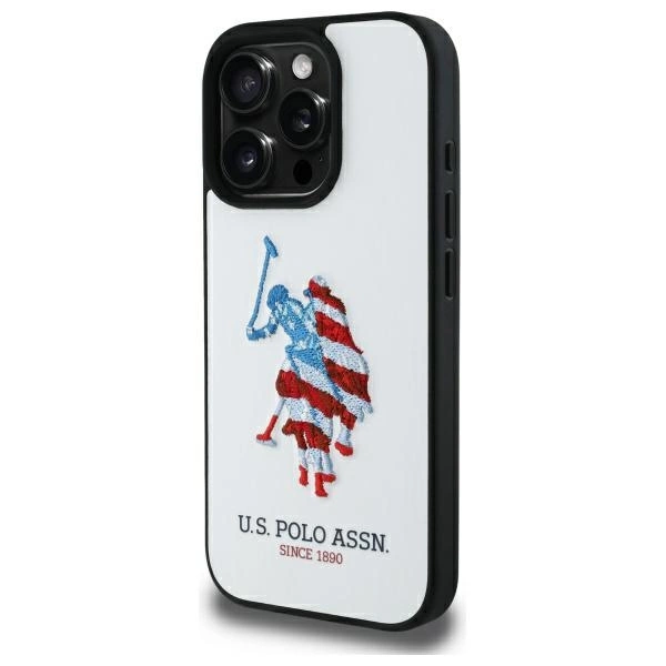 US Polo USHCP15XPUSH iPhone 15 Pro Max 6.7" white/white Leather Big DH American Flageng