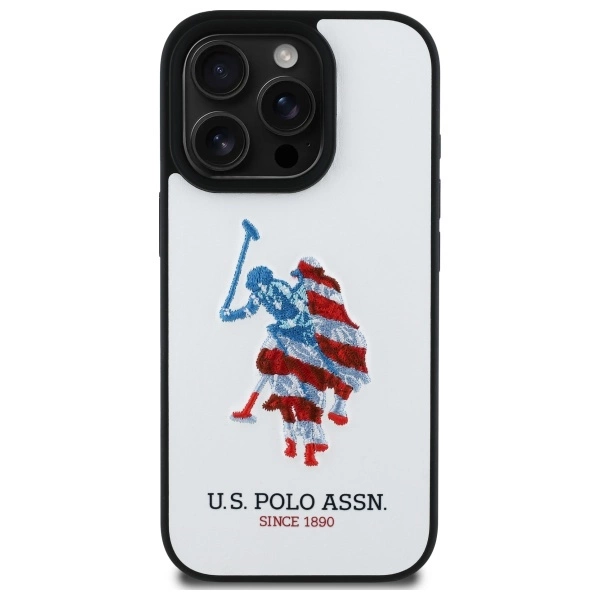 US Polo USHCP15XPUSH iPhone 15 Pro Max 6.7" white/white Leather Big DH American Flageng