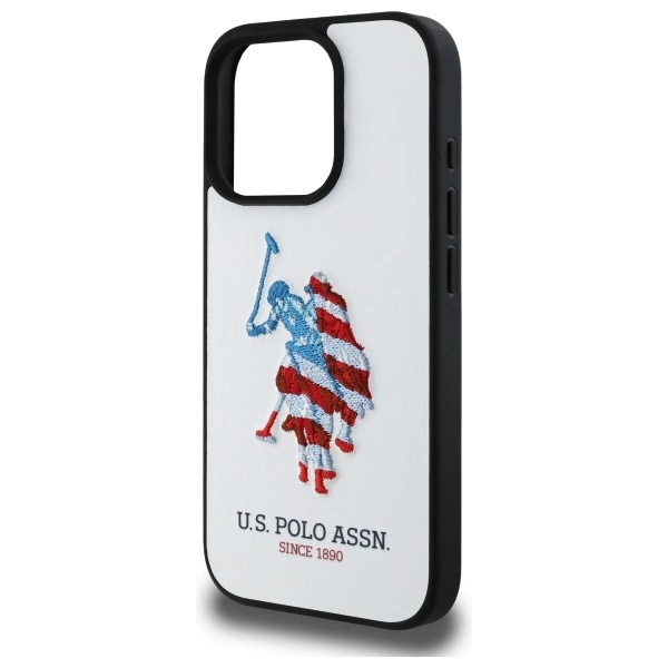 US Polo USHCP15XPUSH iPhone 15 Pro Max 6.7" white/white Leather Big DH American Flageng