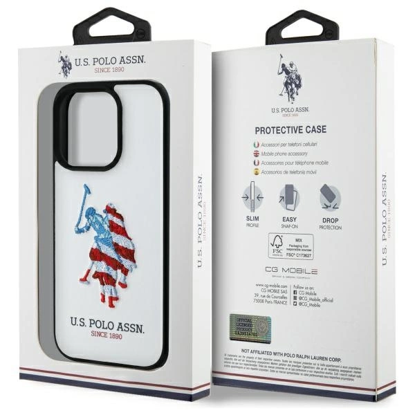 US Polo USHCP15XPUSH iPhone 15 Pro Max 6.7" white/white Leather Big DH American Flageng