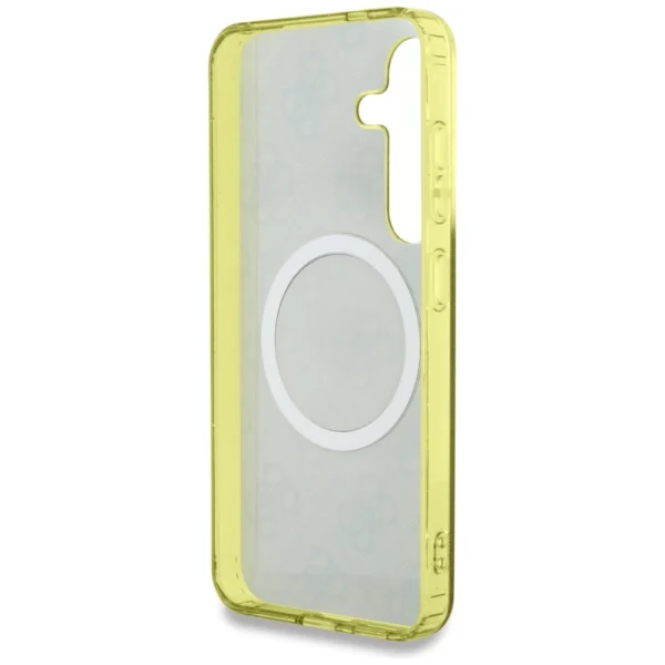 Guess 4G Background Gold Electroplated Peony Pattern MagSafe case for Samsung Galaxy S25 browneng