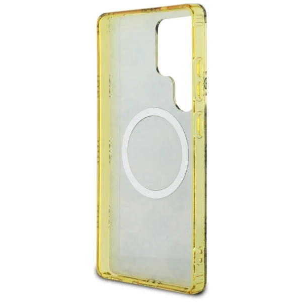 Guess 4G Background Gold Electroplated Peony Pattern MagSafe Case for Samsung Galaxy S25 Ultra Browneng