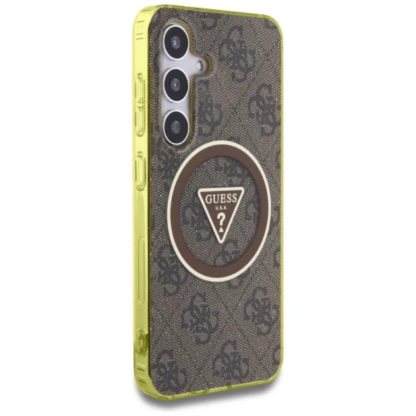 Guess 4G Glitter Triangle Buttons MagSafe Case for Samsung Galaxy S25 Browneng