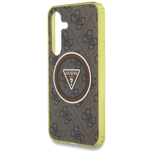 Guess 4G Glitter Triangle Buttons MagSafe Case for Samsung Galaxy S25 Browneng