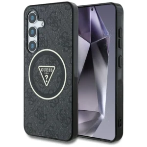 Guess 4G Glitter Triangle Buttons MagSafe case for Samsung Galaxy S25 blackeng
