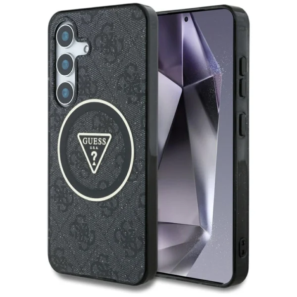 Guess 4G Glitter Triangle Buttons MagSafe case for Samsung Galaxy S25 blackeng