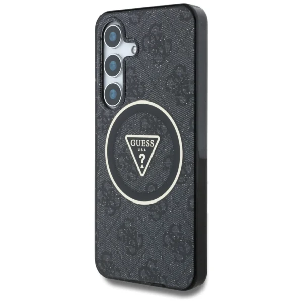 Guess 4G Glitter Triangle Buttons MagSafe case for Samsung Galaxy S25 blackeng