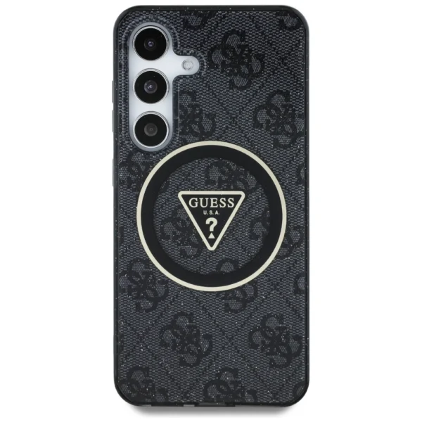 Guess 4G Glitter Triangle Buttons MagSafe case for Samsung Galaxy S25 blackeng