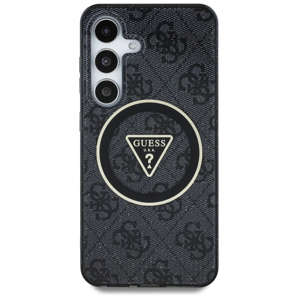 Guess 4G Glitter Triangle Buttons MagSafe case for Samsung Galaxy S25 blackeng
