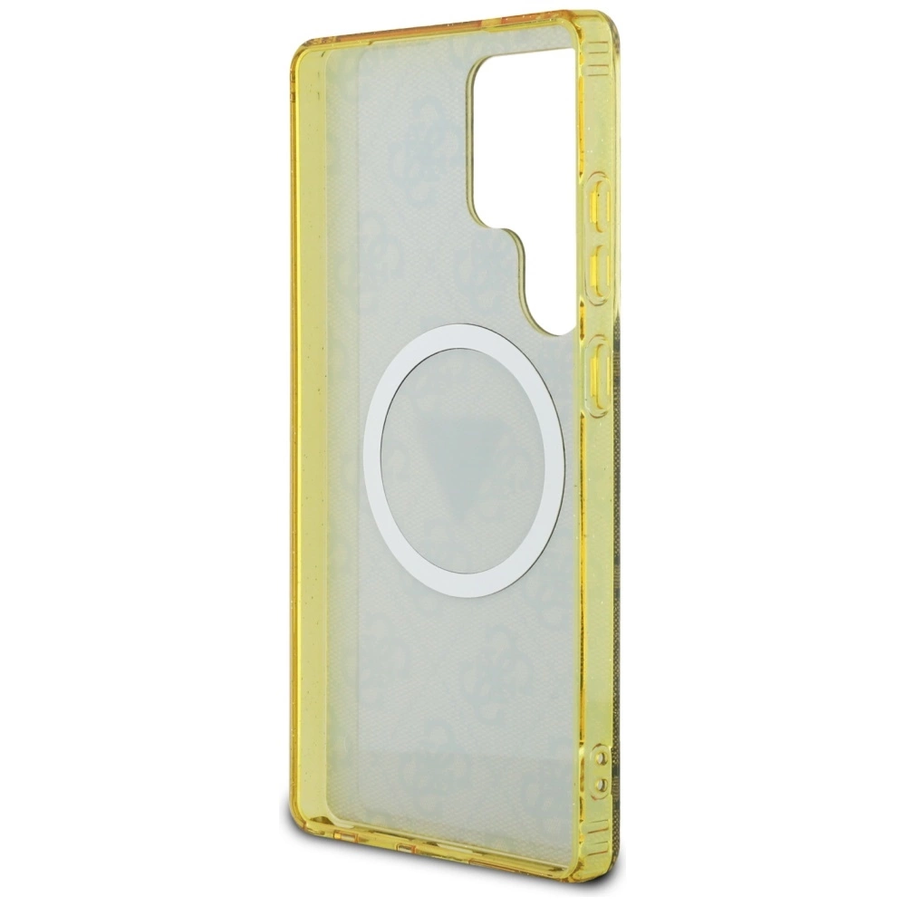 Guess 4G Glitter Triangle Buttons MagSafe Case for Samsung Galaxy S25 Ultra Browneng