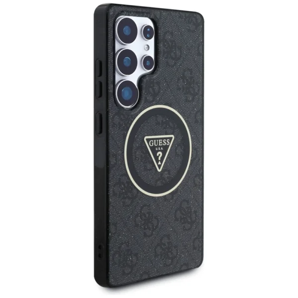 Guess 4G Glitter Triangle Buttons MagSafe Case for Samsung Galaxy S25 Ultra Blackeng